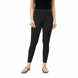 Womens Lycra Ankle Length Leggings (Black)