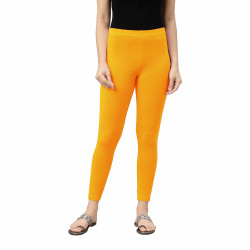 Womens Lycra Ankle Length Leggings (Golden Yellow)