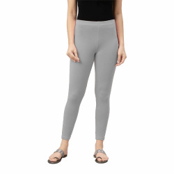 Womens Lycra Ankle Length Leggings (Light Grey)