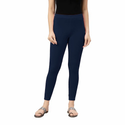 Womens Lycra Ankle Length Leggings (Navy Blue)