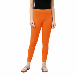 Womens Lycra Ankle Length Leggings (Orange)