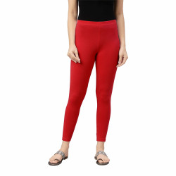 Womens Lycra Ankle Length Leggings (Red)