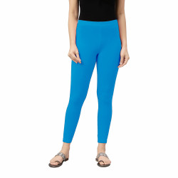 Womens Lycra Ankle Length Leggings (Turquoise Blue)
