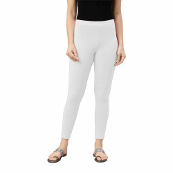 Womens Lycra Ankle Length Leggings (White)